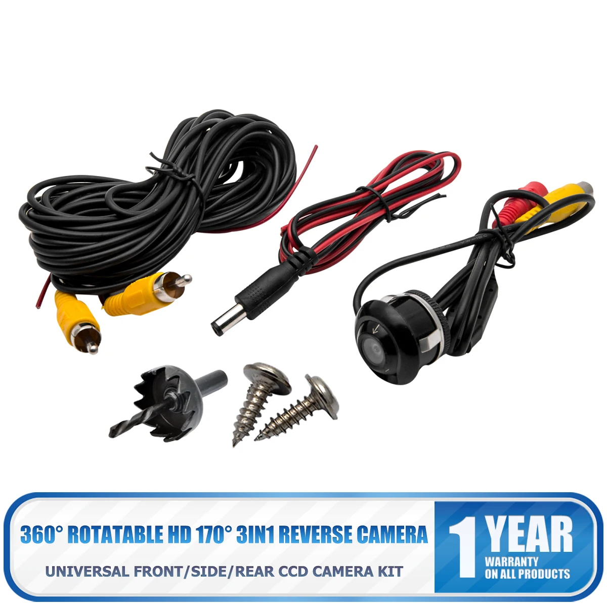 1pc Mini CCD 23mm Car Wide Angle Safe Reversing Parking Rear View Camera with Drill Bit Multifunctional Triple Camera