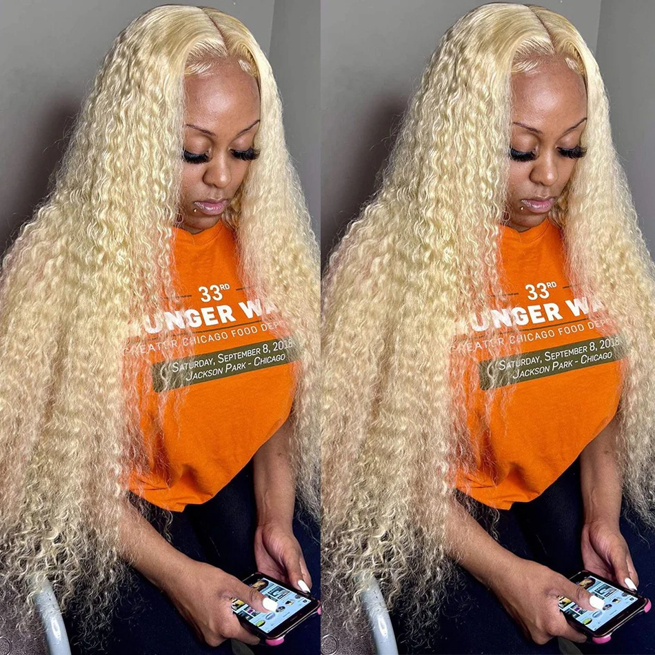 Wiggogo 613 Blonde Lace Front Wig 13X4 Curly Lace Front Human Hair Wig Deep Wave Wigs Hd Lace Wig 13X6 Hd Lace Frontal Wig