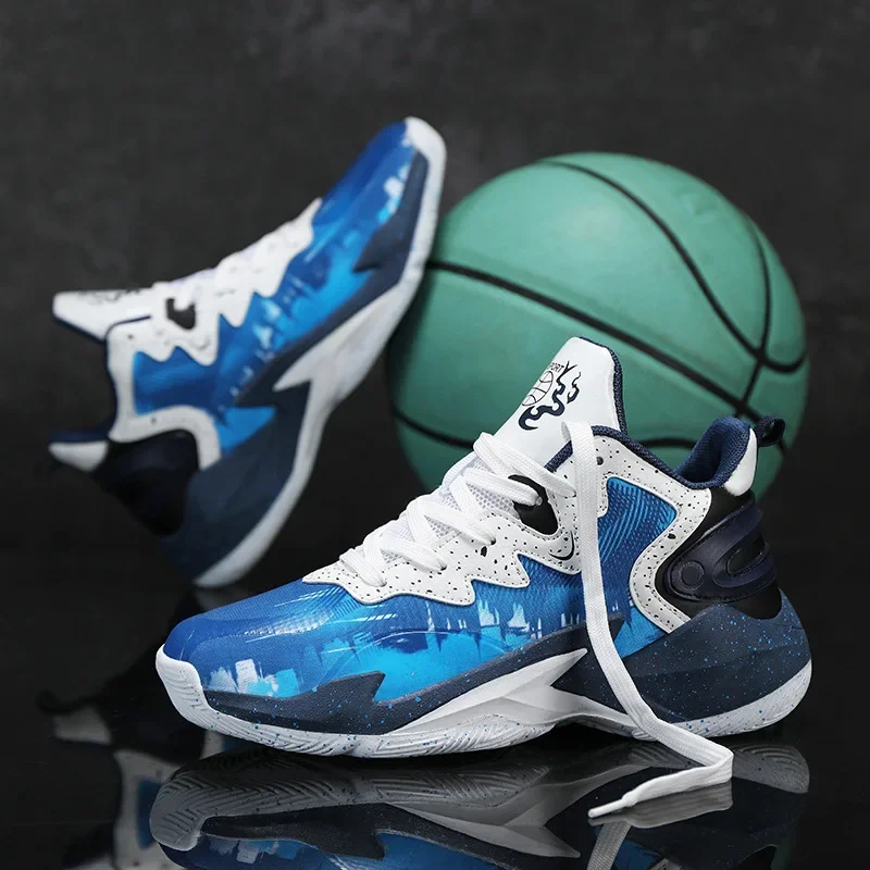 

2024 Spring and Summer New Boys Basketball Shoes, Fashionable Running Sports High-top Comfortable Breathable Shoes