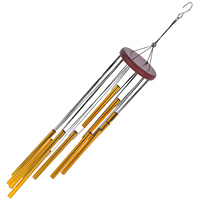 12 Tubes Aluminum Wind Chimes Red Wood Golden Pipes Home Balcony Hanging Decor Metal Wind Bell Outdoor Garden Ornaments Rotating