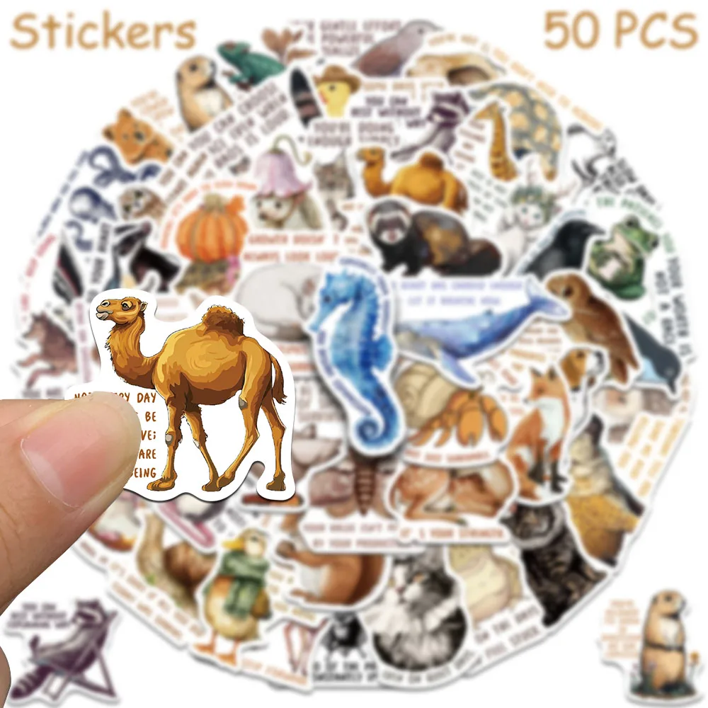 50pcs Medieval Animal Quotes Camel Stickers Decals For Laptop Notebook Refrigerator Skateboard DIY Graffiti Aesthetic Stickers