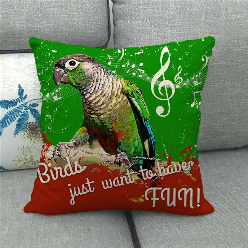 Beautiful watercolor parrot painting Digital printing short plush pillow covers for car sofa office cushion cover home goods