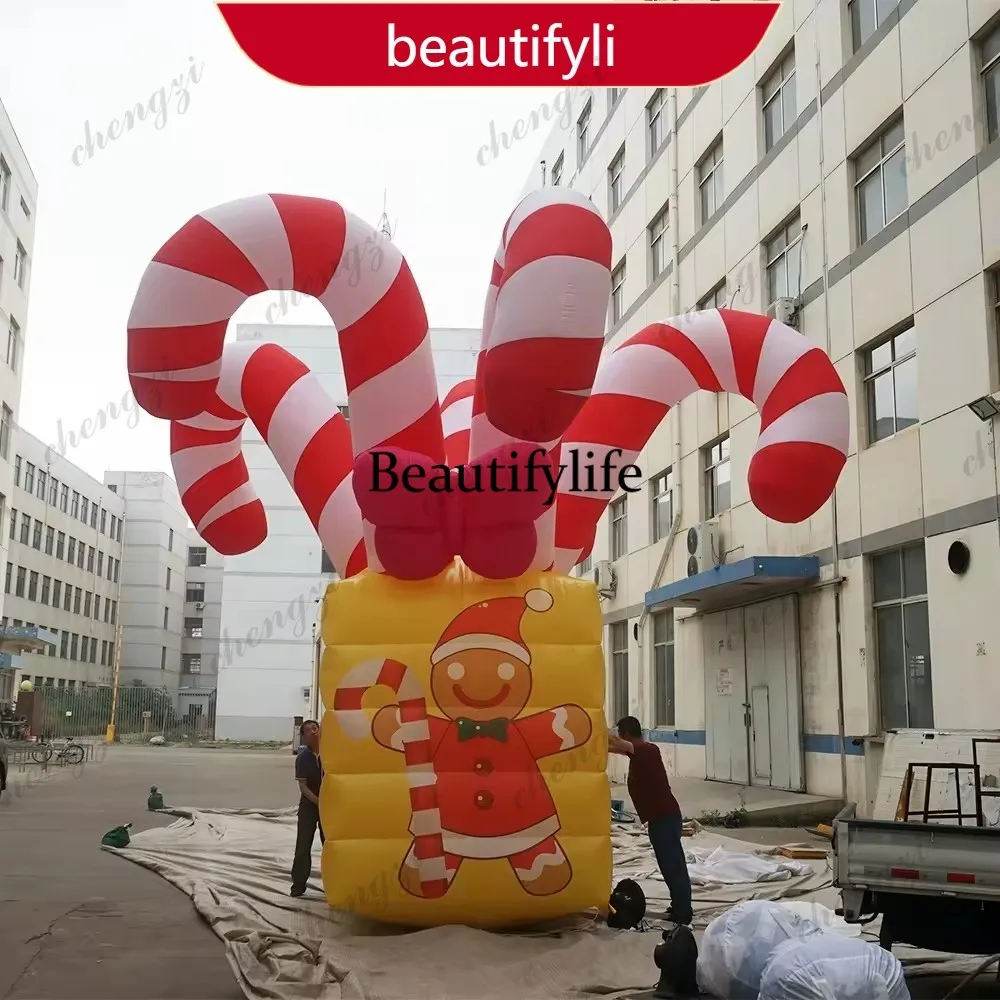Giant Christmas Inflatable Candy Cane Large Inflatables Ornaments Xmas Gift Box For Outdoor New Year Party Holiday Decorations a