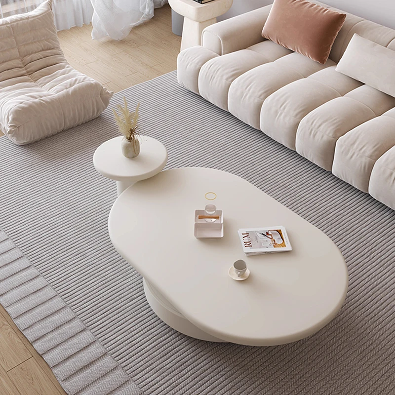 

Clear Luxury Side Coffee Table Oval Cute Unique Floor Living Room Side Table Balcony Modern White Mesa Auxiliar Home Furniture