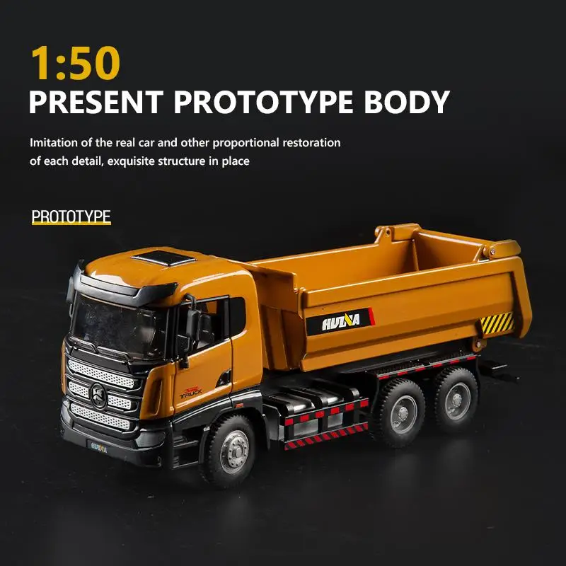 HUINA 1: 50 Alloy Diecast Loading Truck Simulation Tractor Vehicle Construction Engineering Car Model Children Gift Kid Toys