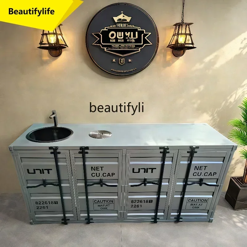 Q181  Industrial wind wash basin commercial creative container bar wash basin cabinet column washstand
