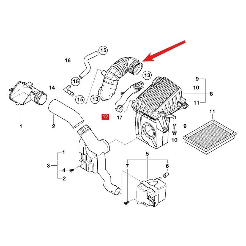 Auto Parts Intake Hose Engine Air Filter Housing Pipe To Throttle Housings OEM 13721477839 1477839 For MINI COOPER R50 R52 R53