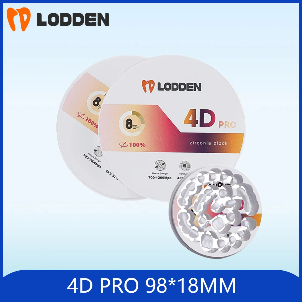 

Lodden Dental Zirconia 4D PRO 98x1mm Multilayer Block Disc Lab 8 Layer Color For CAD CAM Dentistry Material Lab Zirconia