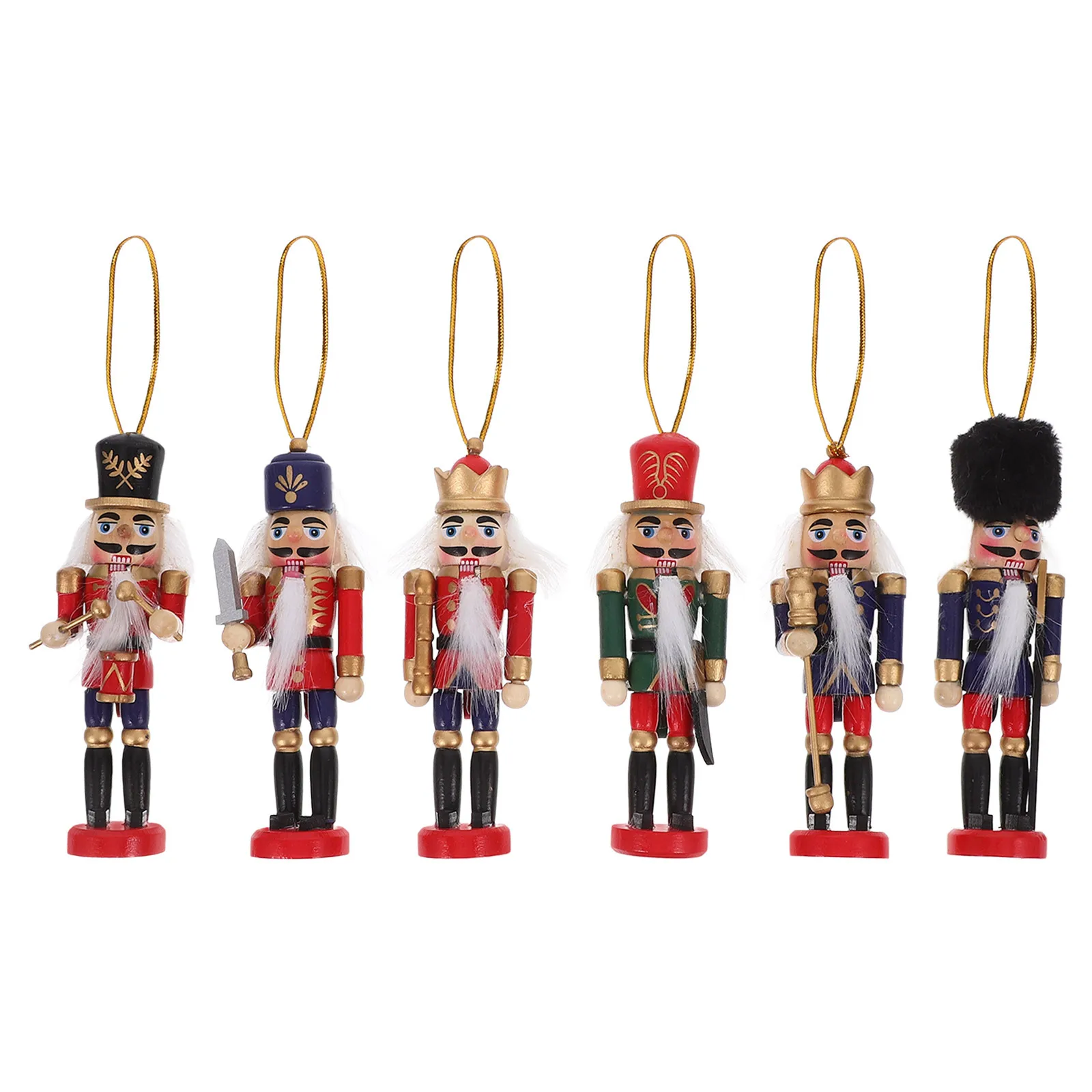 

6pcs Wooden Xmas Tree Decorations Bright Colors Festival Hanging Classic Holiday Party Supplies Wood Figures Xmas Hanging