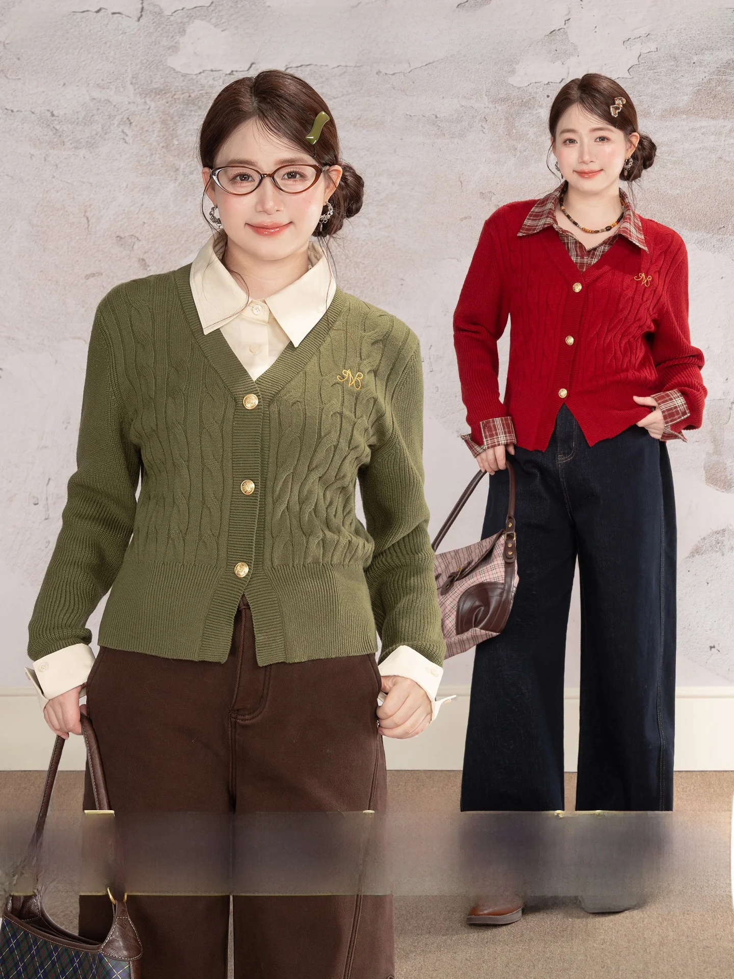 

Heynew plus Size Knitwear Long Sleeve Women's Fashion Slimming College Style Autumn Winter Top Micro plus Size
