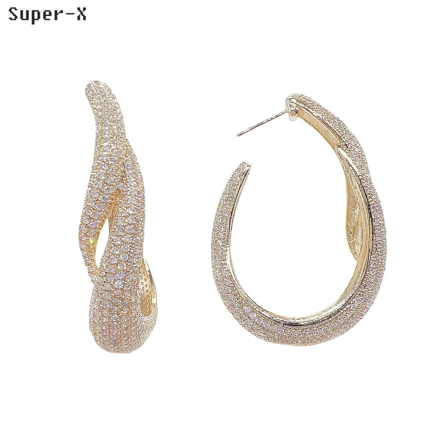 Elegant Twisted Hoop CZ Earrings with Gradient cubic zirconia for Formal Events large circle earrings for women sparkly jewelry