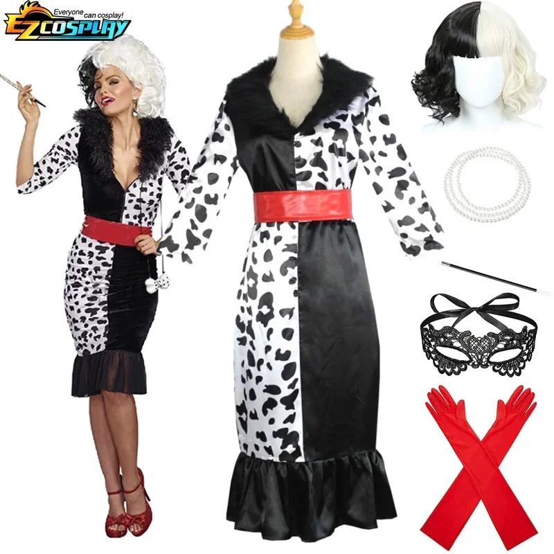 

Adult Halloween Dalmatian costume for womens plus size Dalmatian diva Halloween party stage costume