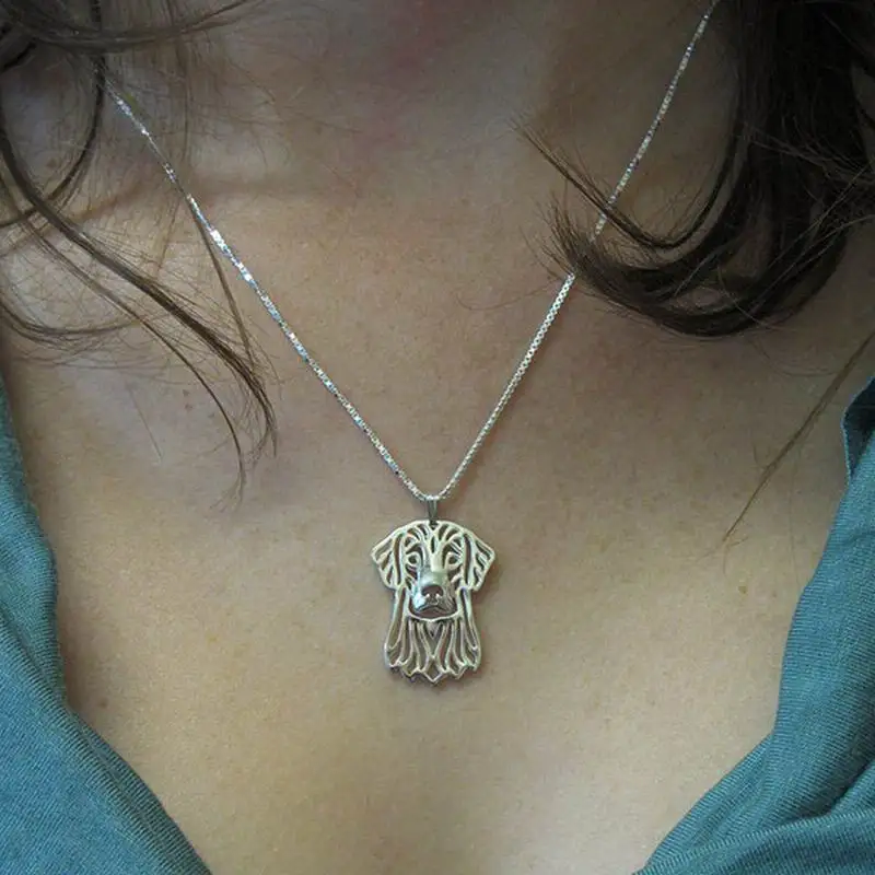 

Jewelry Flat Coated Retriever Dog Necklaces Women Alloy Dog Pendant Necklaces