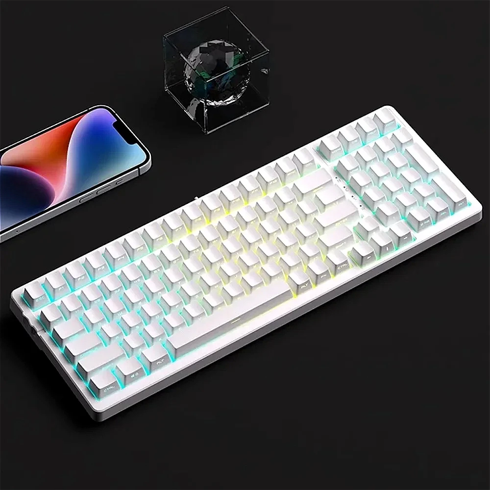 

131 keys, white, light-transmitting, side-engraved PBT keycap OEM shape, suitable for MX switch gaming mechanical keyboard