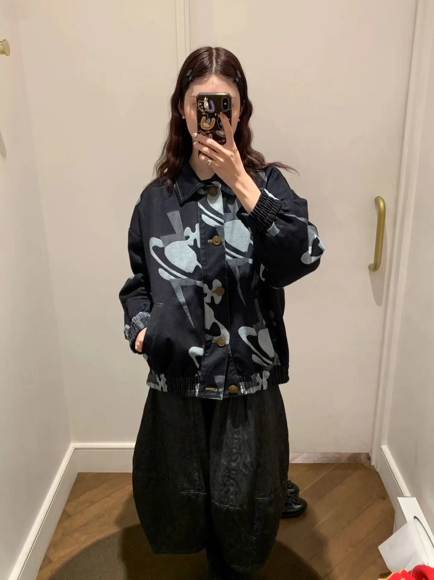 

Retro Faded Denim Jaet Women's Loose Fit Cotton 00% Pure Color Commute Sle Mid-Year Autumn Season Faion Outerwear