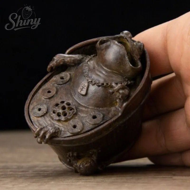 

Retro Frog Incense Burner Ornament Antique Bronze Craftwork