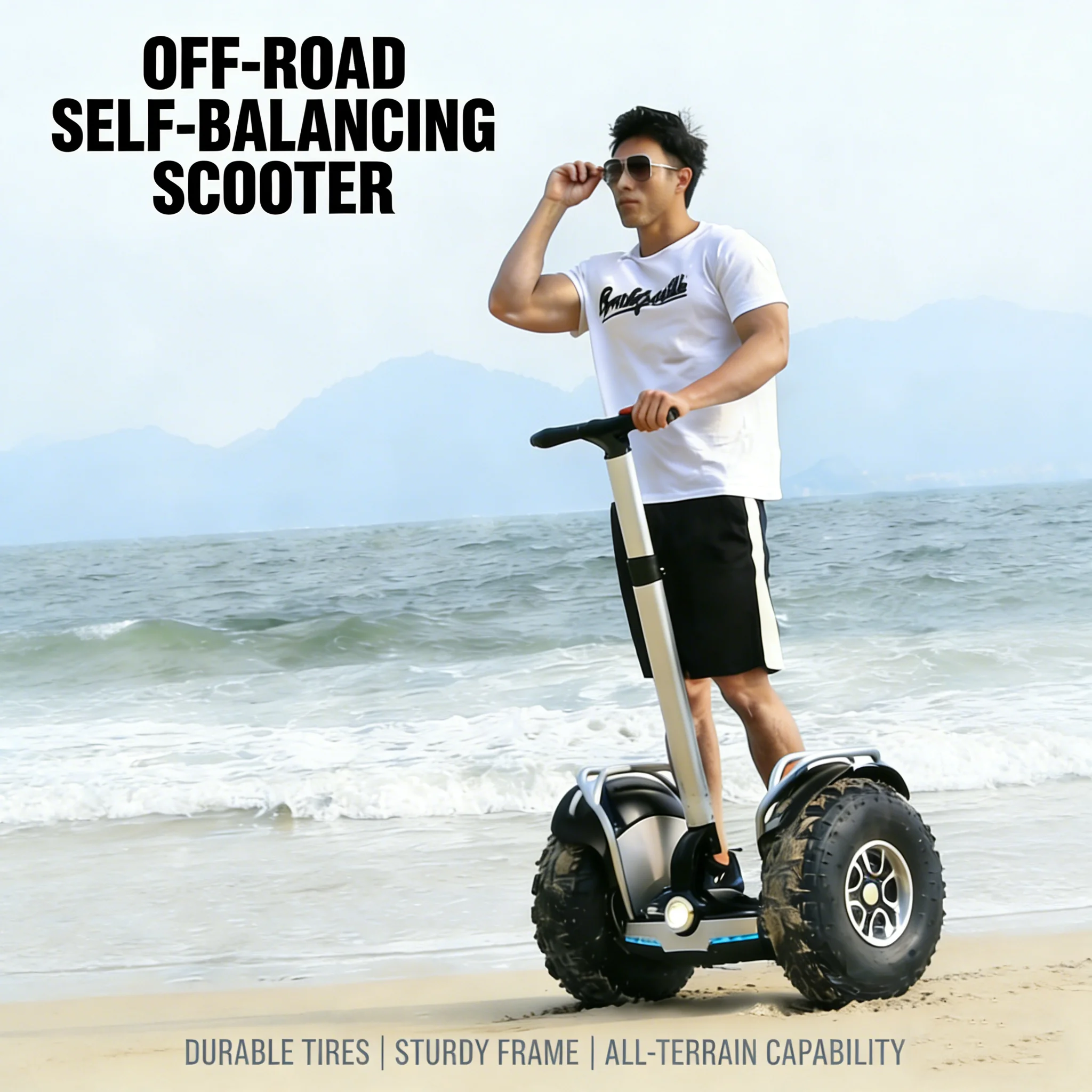 Readygo X60 Plus 20'' Fat Tire Electric Balance Scooter Long Range Off-Road Patrol Mobility Scooter Applicable Terrain Cement Road/Asphalt Road/Grass/Gravel Road/Beach