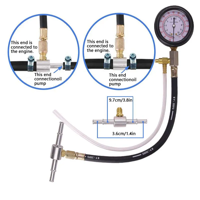 Kit di Test della pressione del carburante per motori a benzina 22 pezzi manometro e adattatori strumento di diagnosi del Tester della pressione del