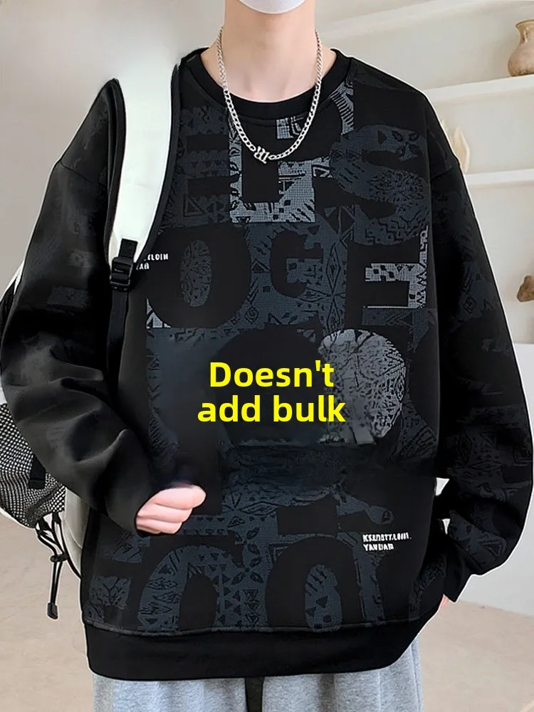 

Мужская толстовка свободного кроя с круглым вырезом и длинным рукавом, удобная, дышащая, базовый слой, повседневная одежда, из полиэфирного волокна, не мнется.