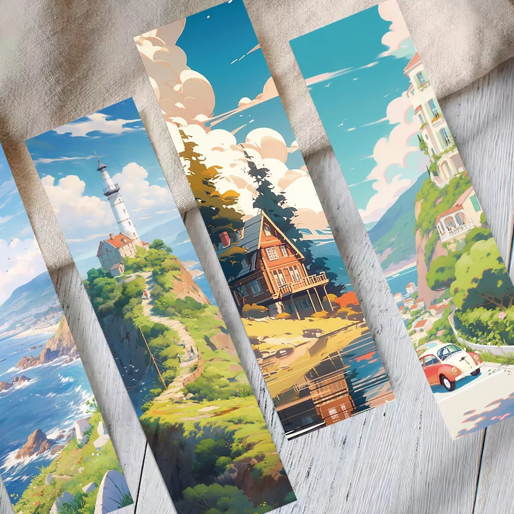 30-Pack Manga Style Bookmarks Romantic Scenery High-Appeal DIY Decorative Student Reading Tracker Bookmarks for Journaling