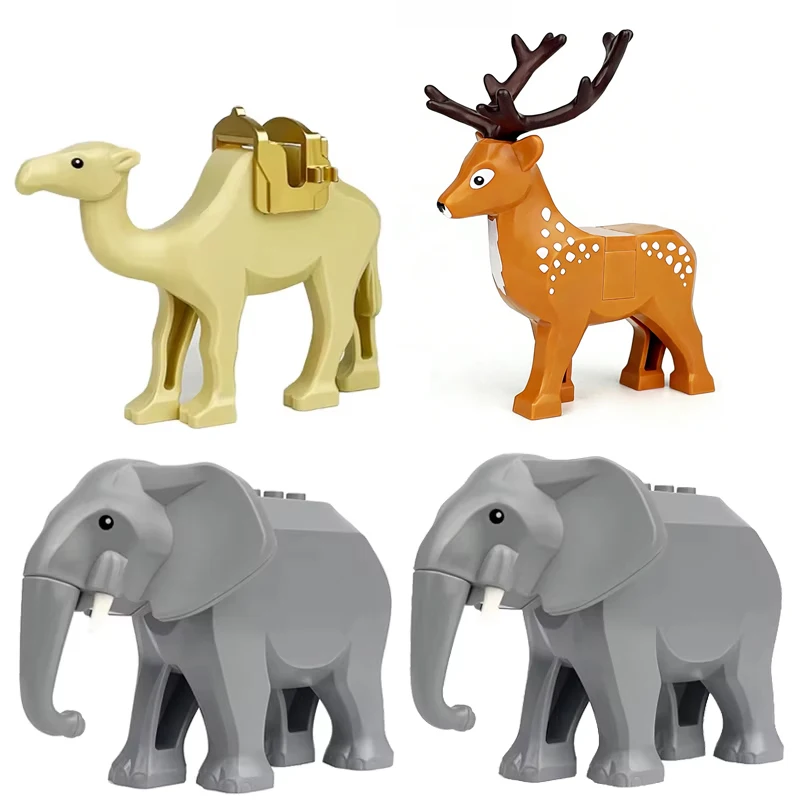 MOC Farm Zoo Animal Building Blocks Crocodile Shark Dolphin Chimpanzee Cow Leopard Educational Game Accessories Bricks Kids Toys