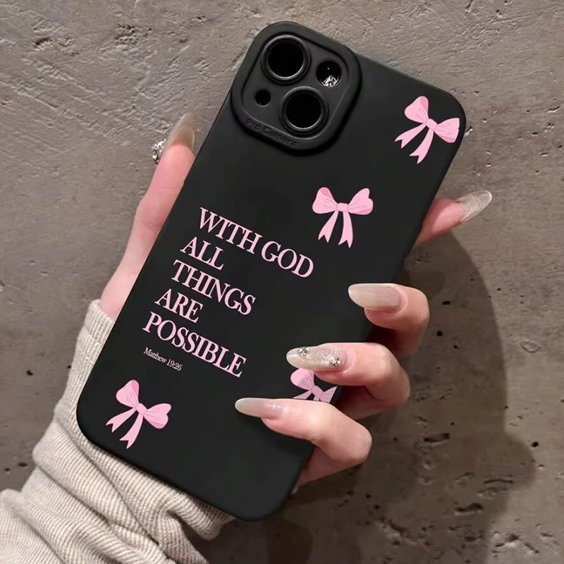 الحد الأدنى الوردي جرلي القوس شعار الهاتف لينة الحال بالنسبة آيفون 16E 16 15 14 13 12 11 برو ماكس 13 12 Mini X XS XR 7 8 Plus SE2 غطاء