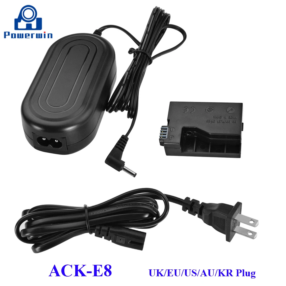 Powerwin ACKE8 ACK E8 ACK-E8 Camera Adapter AC Power Supply Dummy Battery CA-PS700 DR-E8 DC Coupler Kit for T5i T4i 700D Kiss X6