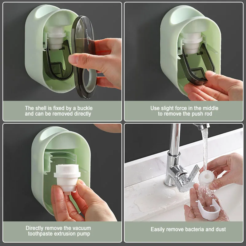 Automatic Toothpaste Dispenser Wall Mounted Lazy Toothpaste Squeezer Punch-Free Toothpaste Holder Bathroom Accessories