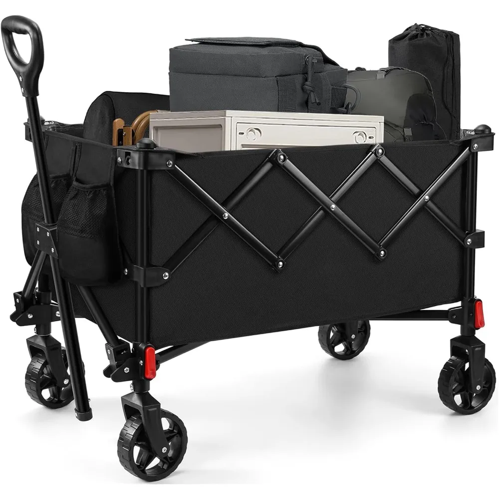 

Складные тележки для кемпинга, складной пляжный вагон 220 фунтов с колесами, сверхпрочная тележка для продуктов на колесах для домашних животных, покупок,