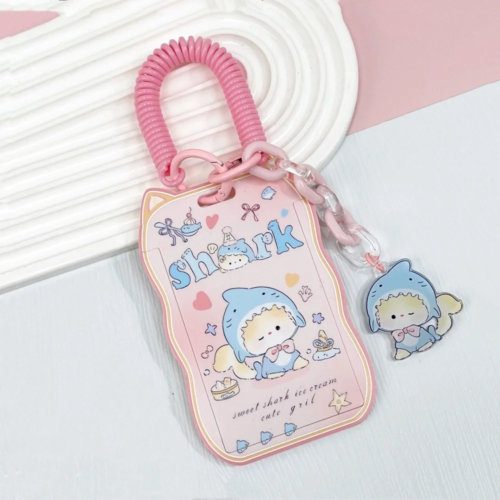 Sarung Kartu Bus Geser dengan Penutup Telinga Kucing, Tempat Kartu Portabel Gantungan Kunci, Sarung Foto Lucu, Tempat Kartu Identitas Pelajar untuk Siswa