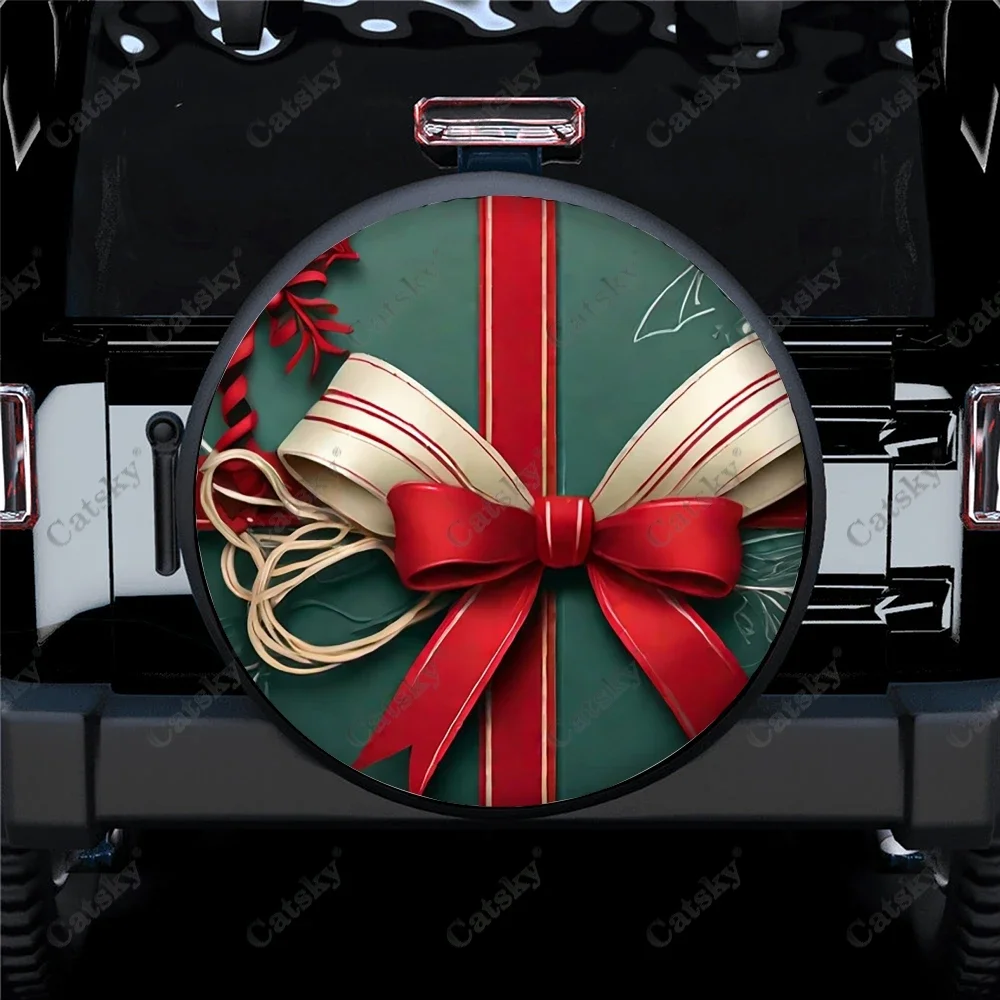 Festive Holiday Art Polyester Universal Spare Wheel Tire Cover Custom Tire-Covers for Trailer RV SUV Truck Camper