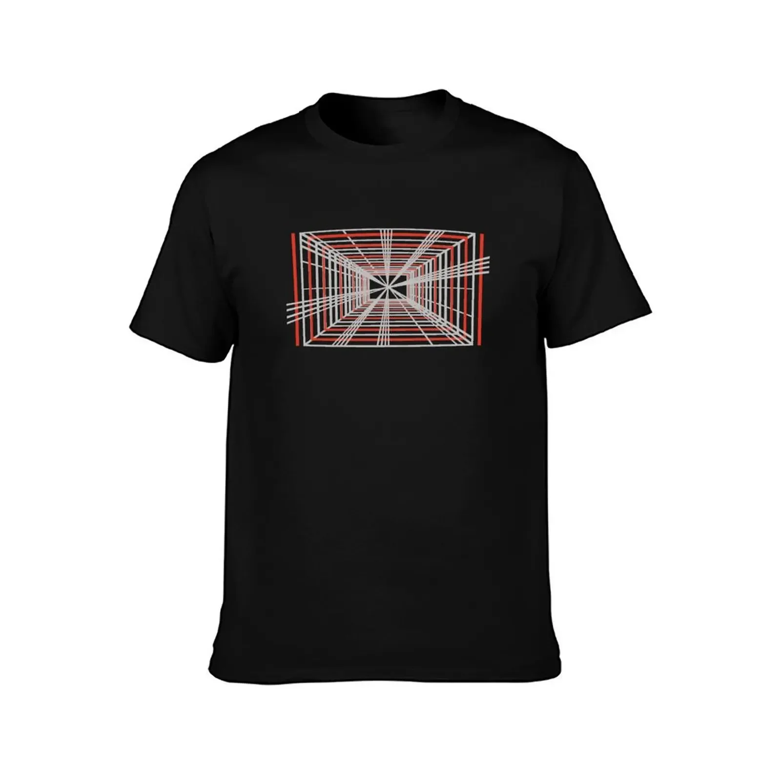 Perspective vanishing point geometric design (grey,red) T-Shirt Funny t-shirt T-shirts oversize Men's t shirts