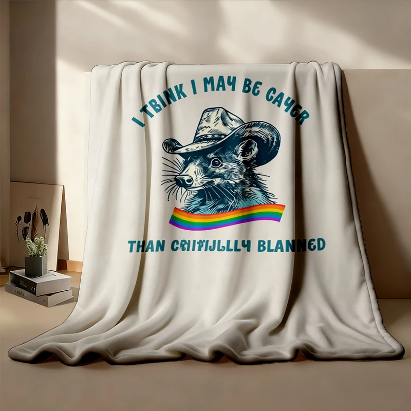 I Think I May Be Gayer Warm Blanket, Retro Pride, Opossum Soft Blanket, Pride Month Comfy