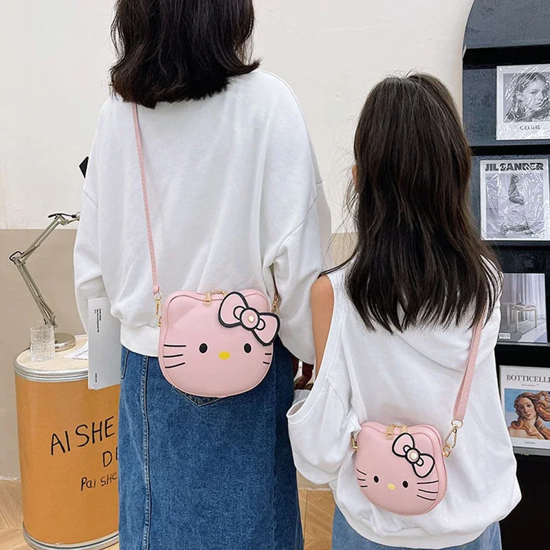 

Сумка через плечо Hello Kitty, круглая сумка, сумка для родителей и детей, новая милая раздвижная посылка на одно плечо с принтом, круглый подарок для девочки