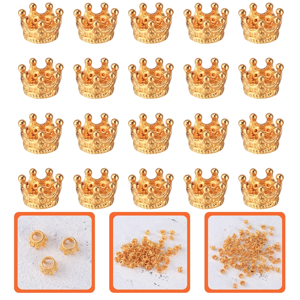 

50pcs Crowns Spacer Beads Golden Crowns Loose Pendants Bracelet Connector Charms DIY Retro Jewelry Crafts Making Findings