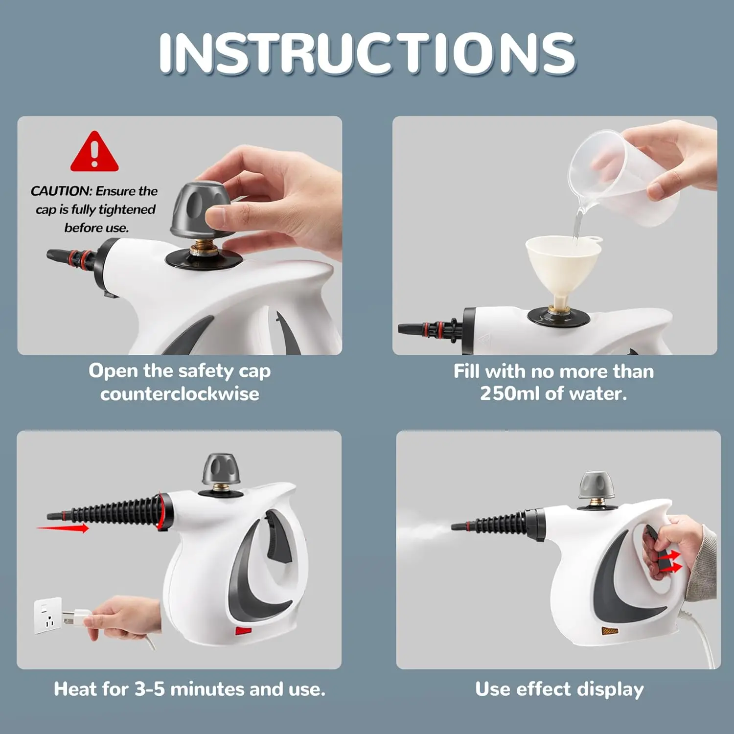 Handheld Steam Cleaner, Portable Steamer with Large Capacity,11-Piece Accessory Set for Floor, Car, Carpet, Upholstery,2025 NEW image 5