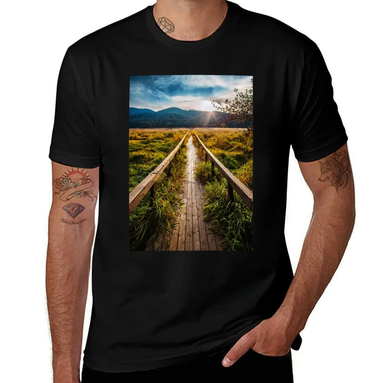 

Boardwalk, October in Washington, Pacific Northwest T-Shirt anime t shirts quick drying cotton graphic tees mens plain t shirts