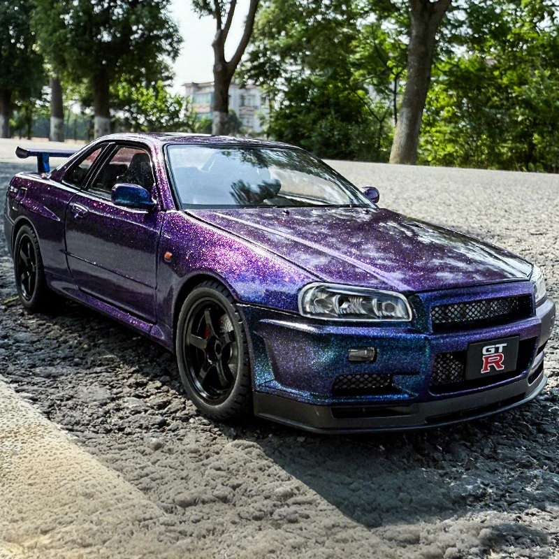 アシェット1/18 NISSAN SKYLINE GT-R R34 1:18 Nissan GTR R34 Skyline S15 LBWK Alloy Metal Diecast Car Model
