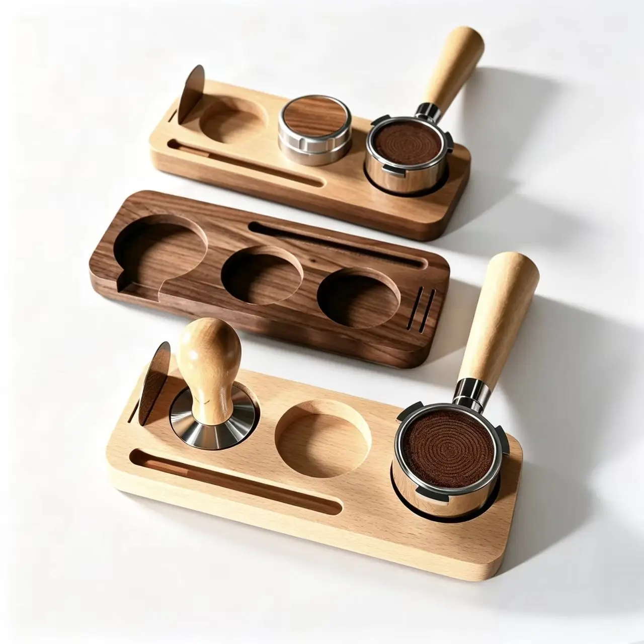 Italian coffee machine accessories Storage plate Powder pressing hammer base Black walnut solid wood Multifunctional wood base