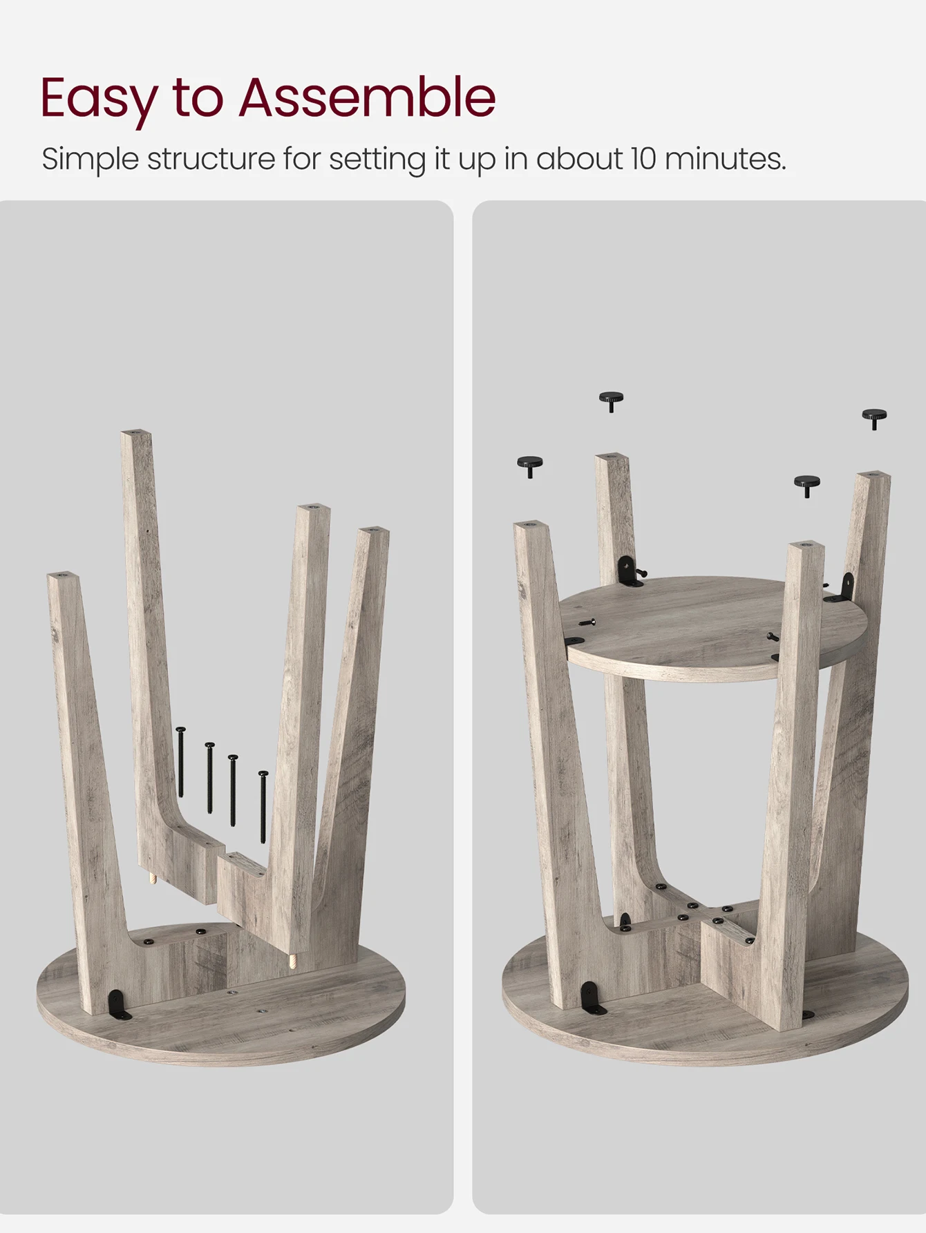 Round Side Table With Lower Shelf, End Table For Small Spaces, Nightstand For Living Room, Bedroom 15.8 X15.8 X 19.7 Inches