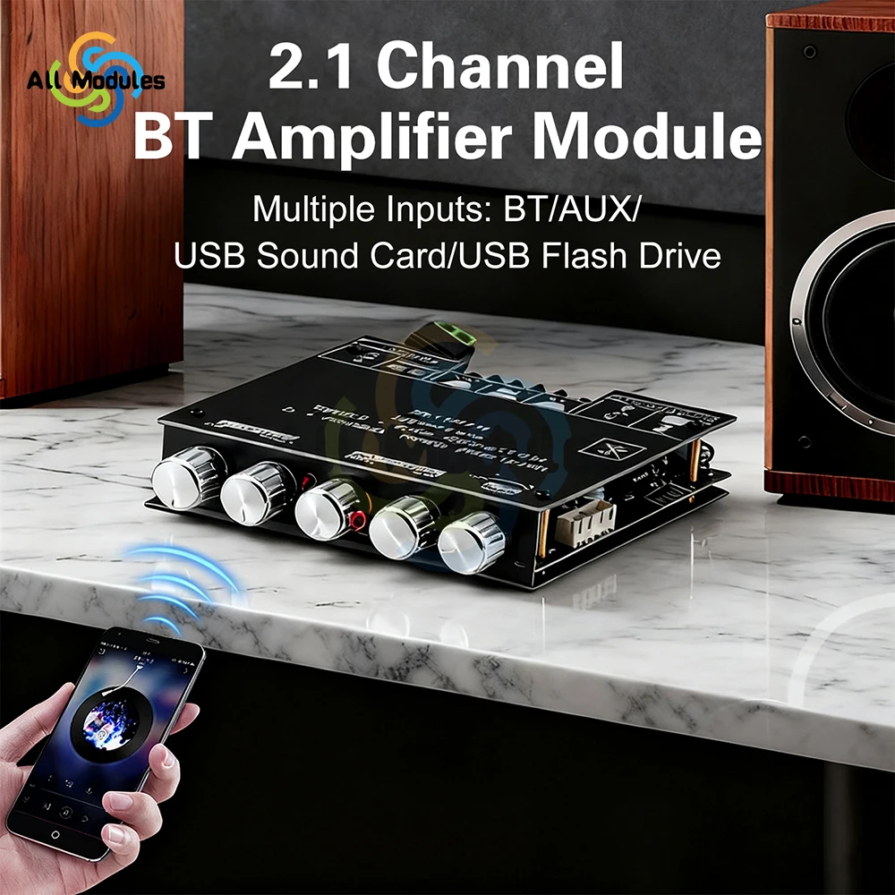 DC 12-24V TB21H BT 5.1 서브우퍼 앰프 보드 50W+50W+100W 2.1 채널 디지털 앰프 모듈 스테레오 베이스 AMP TPA3116D2