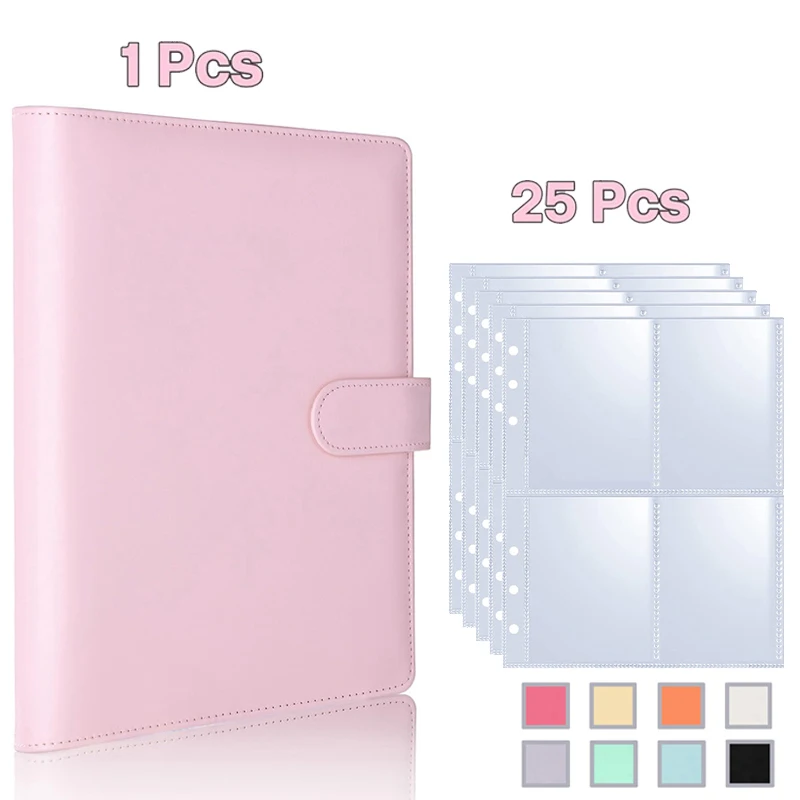 25er-Pack Seiten (4 Fächer) Fotokarten A5-Ordner K-Pop Fotoalben Idol-Karten Loseblatt-Sammelbuch Ordner Fotokartenhalter