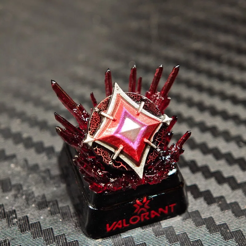 

Тематические колпачки для клавиш Valorant из смолы Artisan, полупрозрачные 3D ручной работы, персонализированные игровые колпачки для механической клавиатуры, подарок