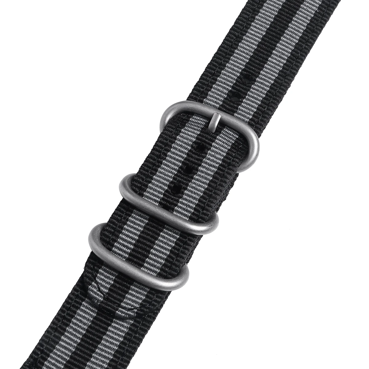 

24mm Watch Strap Webbing Durable 2-Joint Nylon Watch Band Wristband for Watch Replacement (Black Grey)