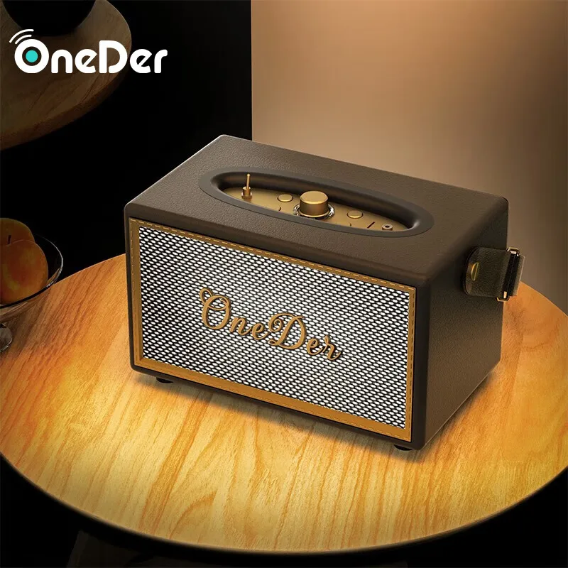 New Arrival 2024 Wooden 40W Dual Horn Bass Speakers Wireless Outdoor Portable Music Player Stereo Home Retro Bluetooth Sound Box