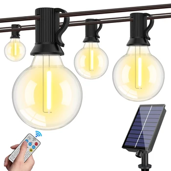 Led G40 Solar Globe Led String Lights Outdoor Waterproof Shatterproof Solar Hanging Lights