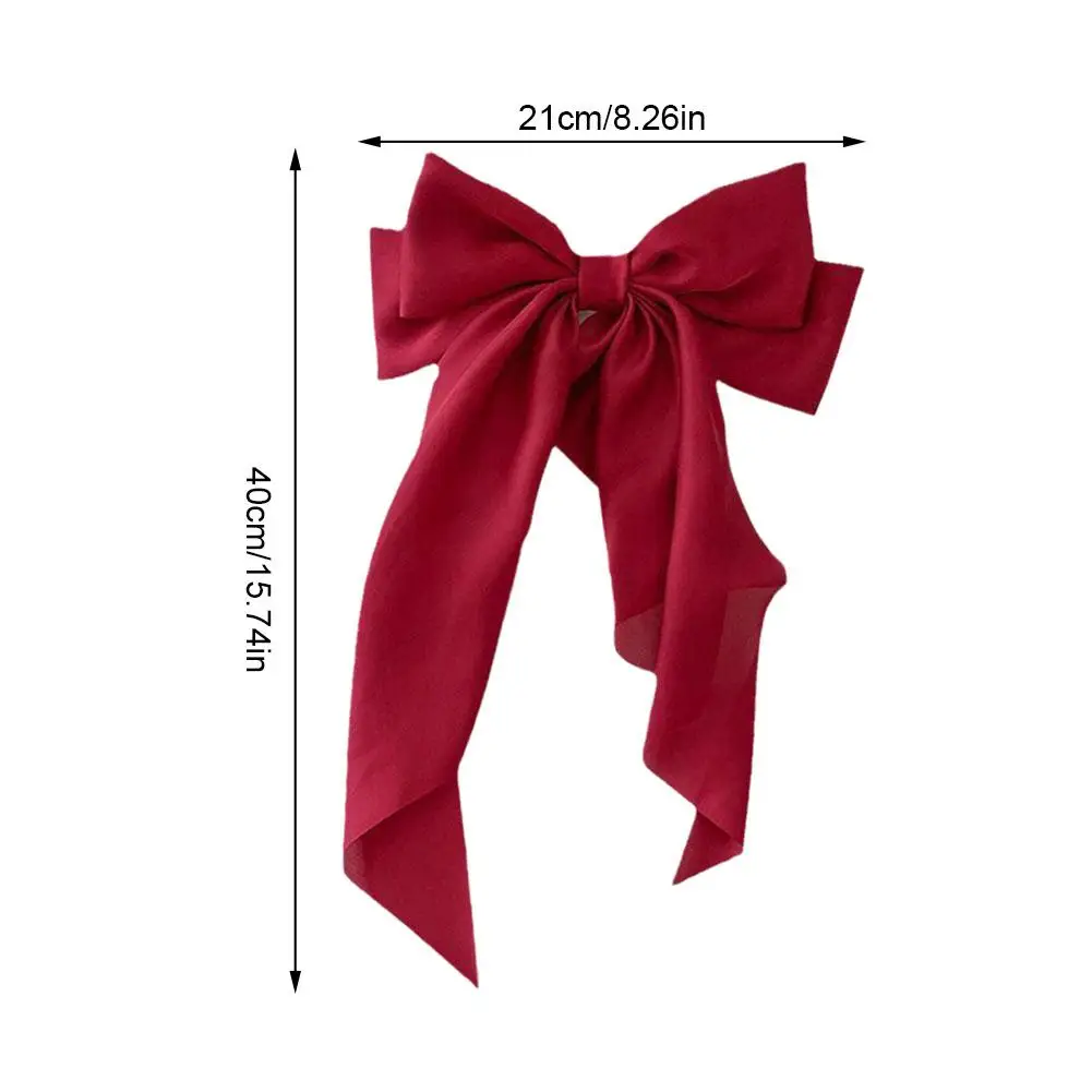 Elegant Bow Ribbon Hair Clip Fashion Simple Solid Satin Spring Clip Hair Pin Retro Headband With Clips Girls Hair Accessories