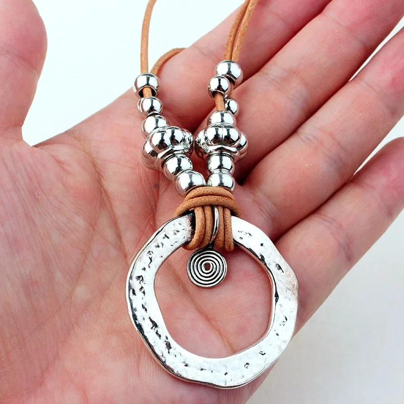 Gotico stregoneria infinito anello infinito maglione catena cera corda di cuoio ciondolo Boho Hippie dichiarazione collana per le donne regali