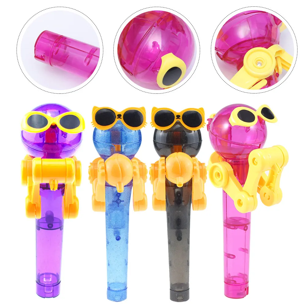 

4Pcs Lollipop Robot Holder Cartoon Creative Kids Gift Birthday Party Favor Plastic Candy Storage Box Lollipop Robot Toys