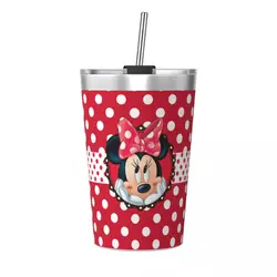 Cute Minnie Mouse Girl's Tumbler 12oz for Kids Stainless Steel Double Wall Vacuum Insulated Tumblers Mug With Straw for Cold Hot